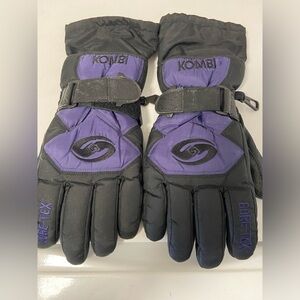 Kombi black‎ and purple gortex gloves w leather and thinsulate size xs adult